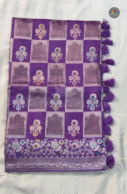 Elegant Kota Tissue  Saree - Lavender