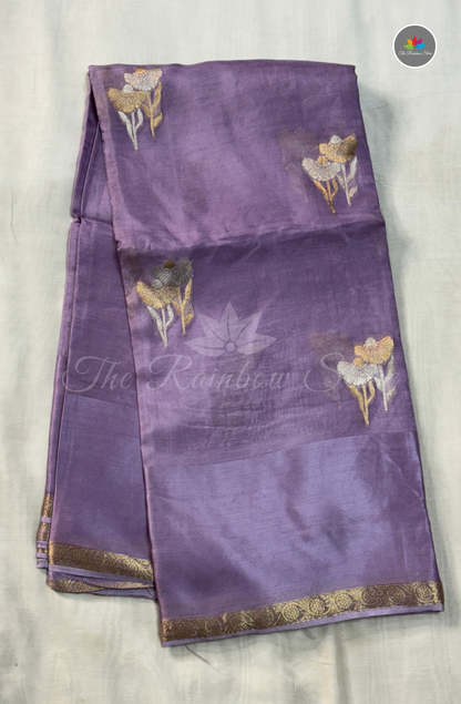 Organza Silk Saree - Lavender