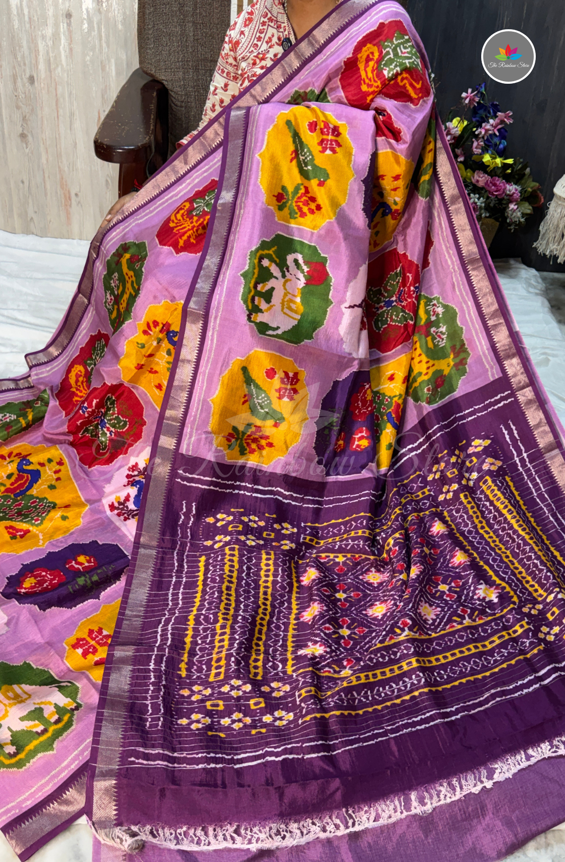 Mangalagiri Pattu Saree - Lavender Purple with Deep Purple Border