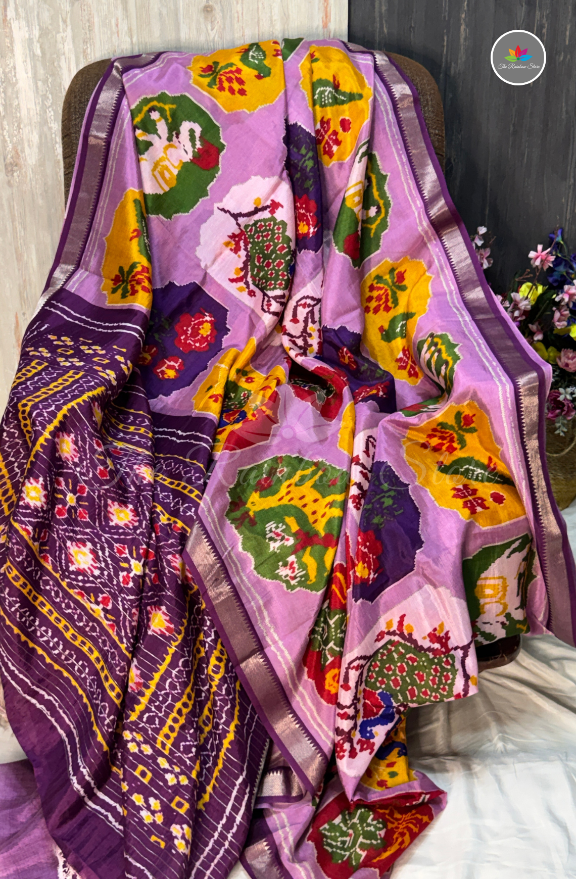 Mangalagiri Pattu Saree - Lavender Purple with Deep Purple Border