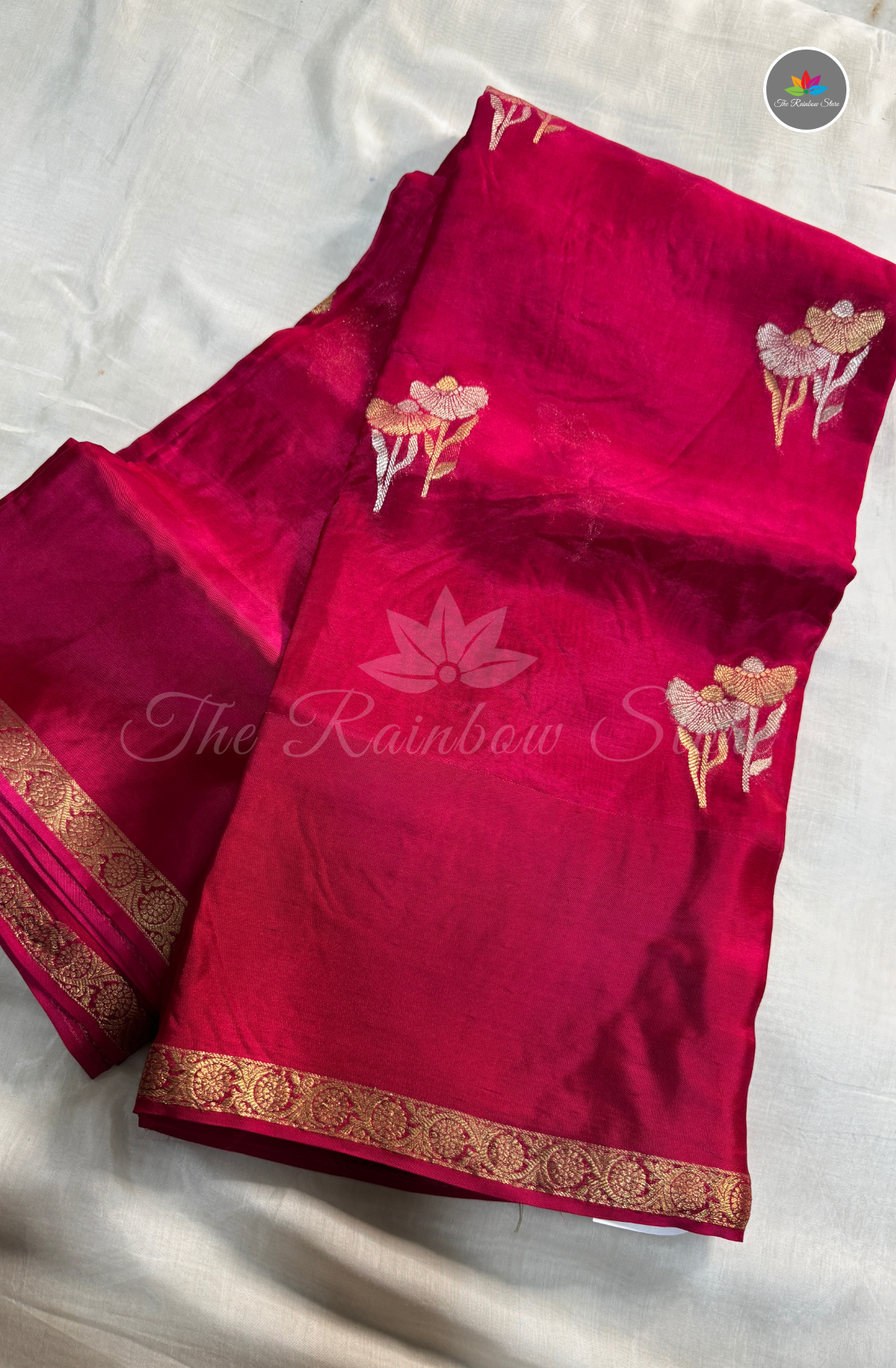Organza Silk Saree - Deep Magenta