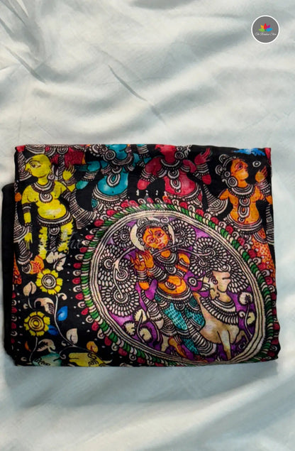 Premium Mangalagiri Pattu with Small Border - Black