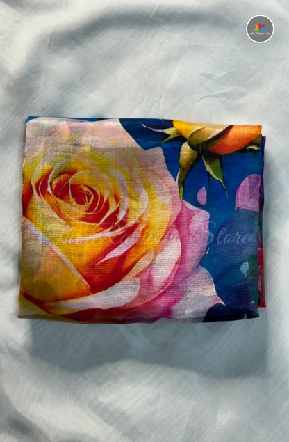 Premium Mangalagiri Pattu with Small Border - Rosy Blue