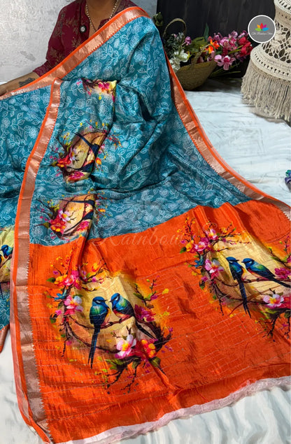 Premium Mangalagiri Pattu with Small Border - Blue Sparrow