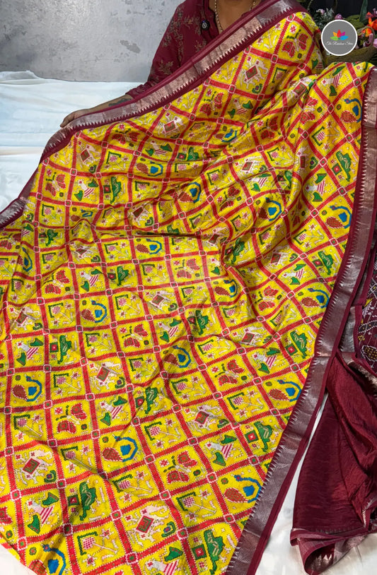 Premium Mangalagiri Pattu with Small Border - Bright Yellow