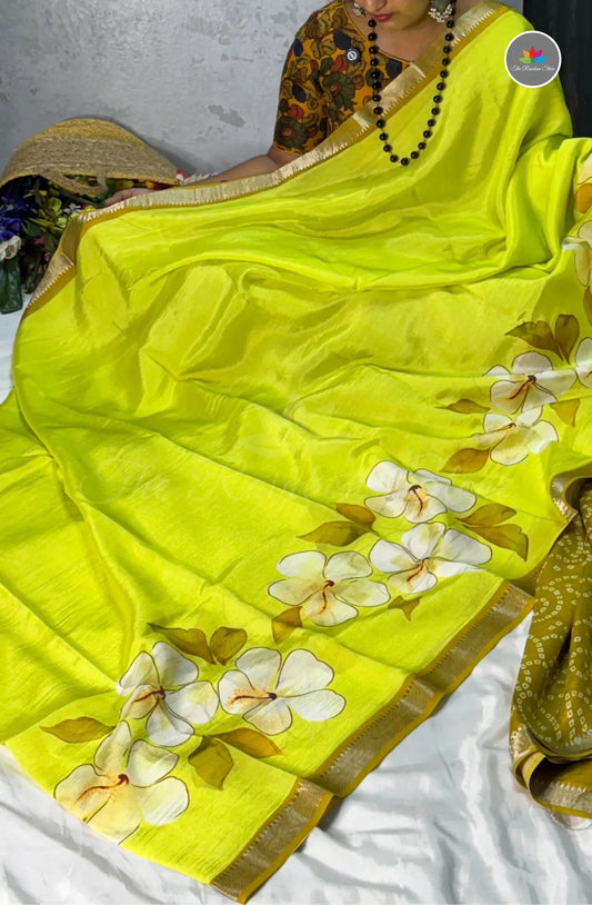 Premium Mangalagiri Pattu With Small Border - Green