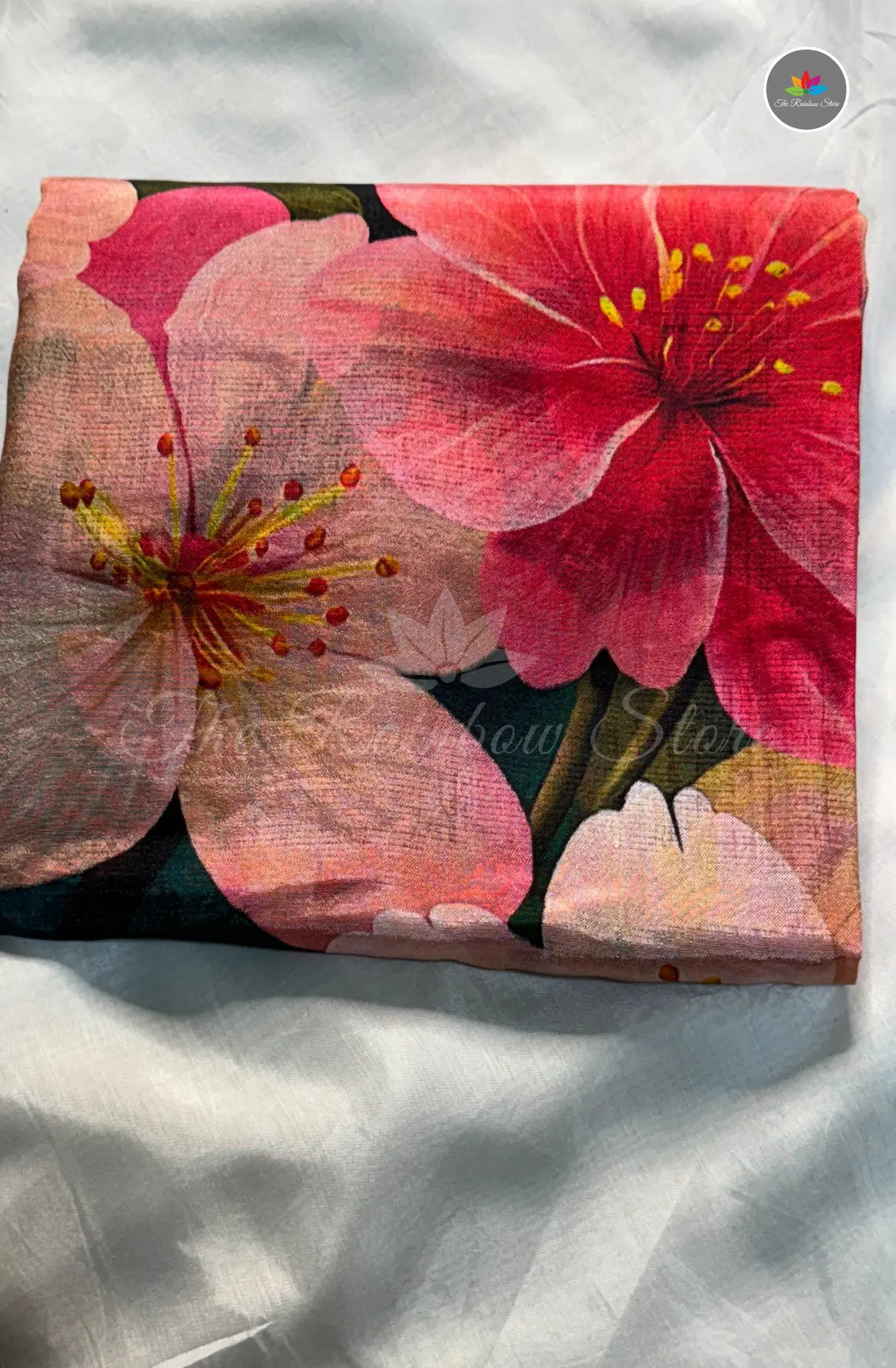 Premium Mangalagiri Pattu with Small Border - Hibiscus Red