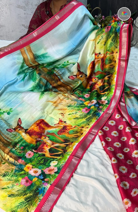 Premium Mangalagiri Pattu with Small Border - Light Blue