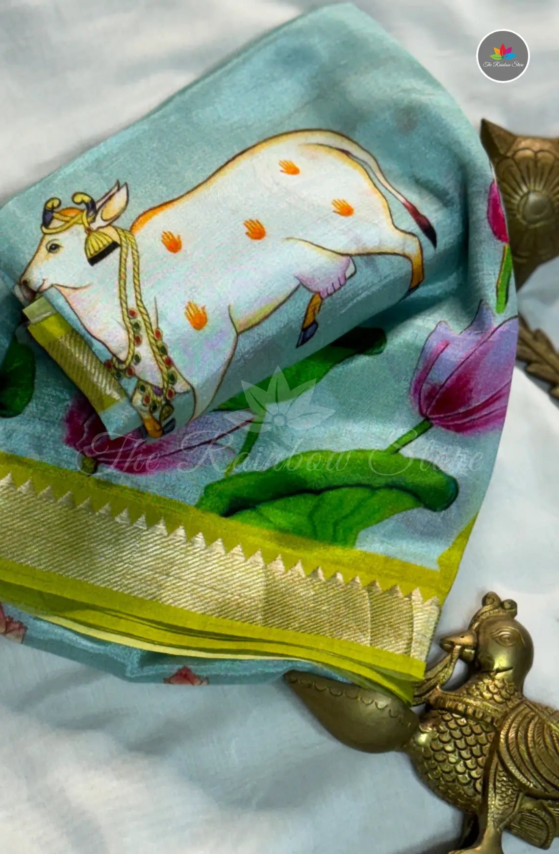 Premium Mangalagiri Pattu with Small Border - Light Blue