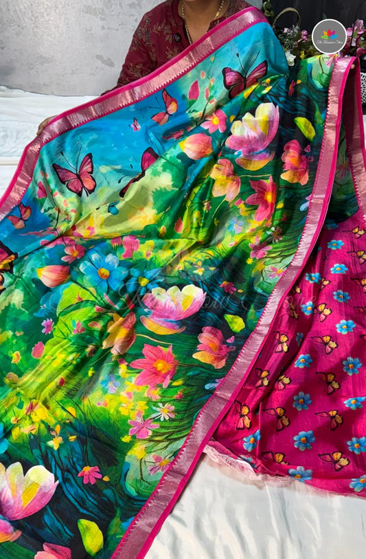 Premium Mangalagiri Pattu with Small Border - Multi Color