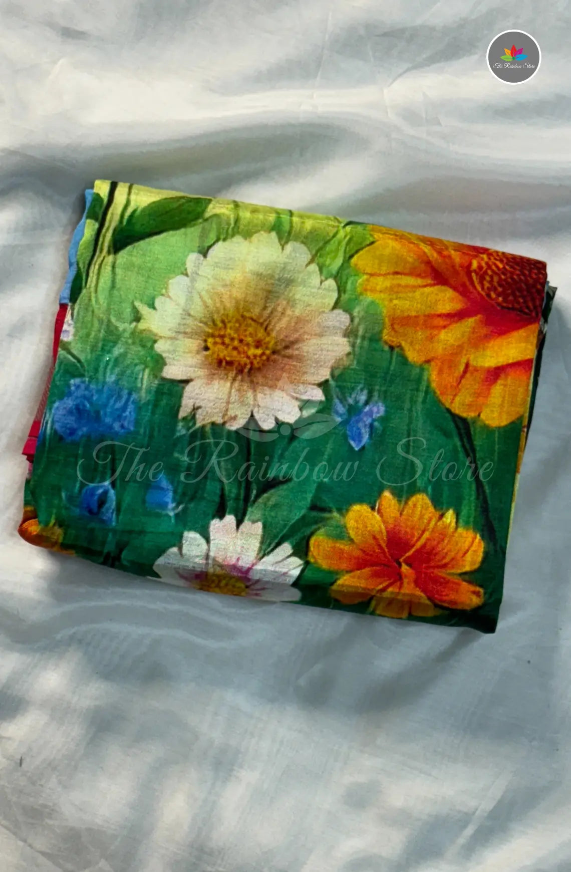 Premium Mangalagiri Pattu with Small Border - Multi Color Florals