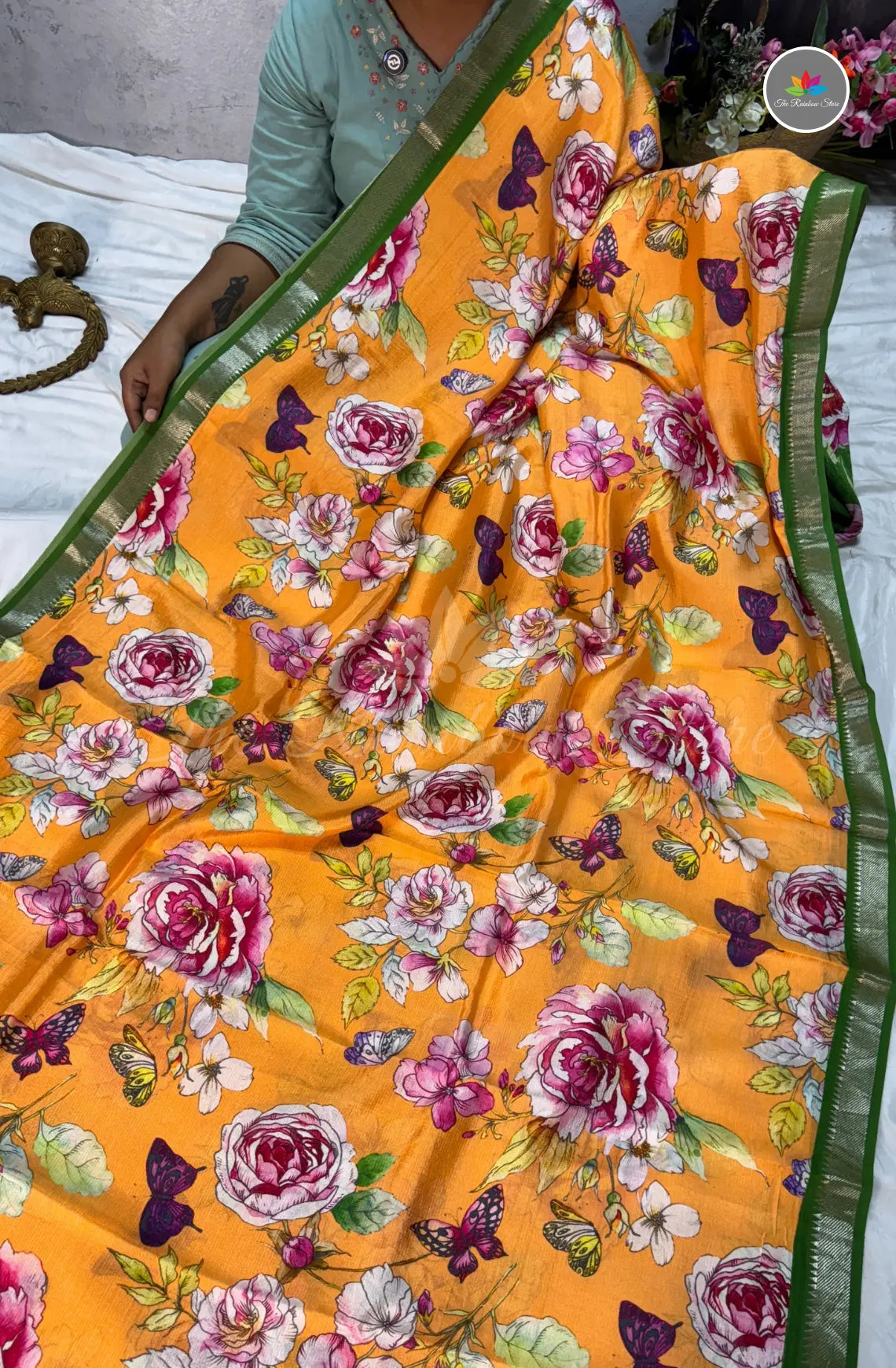 Premium Mangalagiri Pattu with Small Border - Mustard Yellow