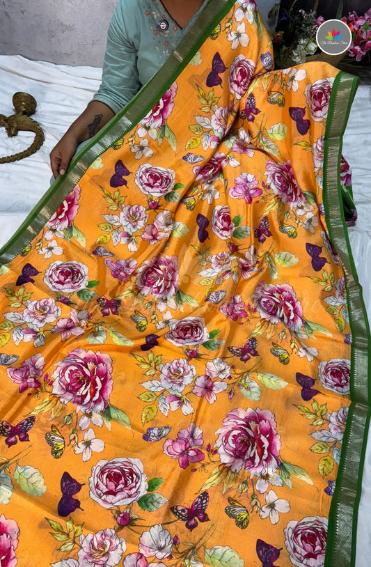 Premium Mangalagiri Pattu with Small Border - Mustard Yellow
