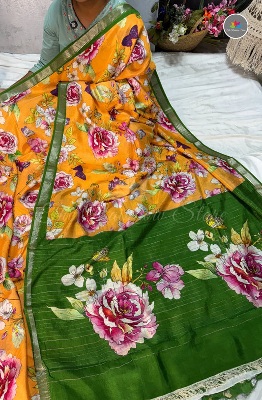 Premium Mangalagiri Pattu with Small Border - Mustard Yellow