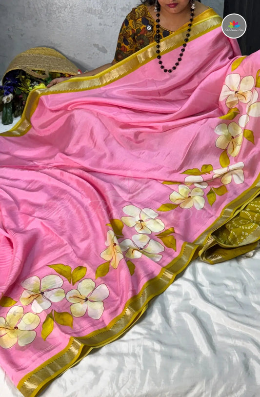 Premium Mangalagiri Pattu With Small Border - Pink