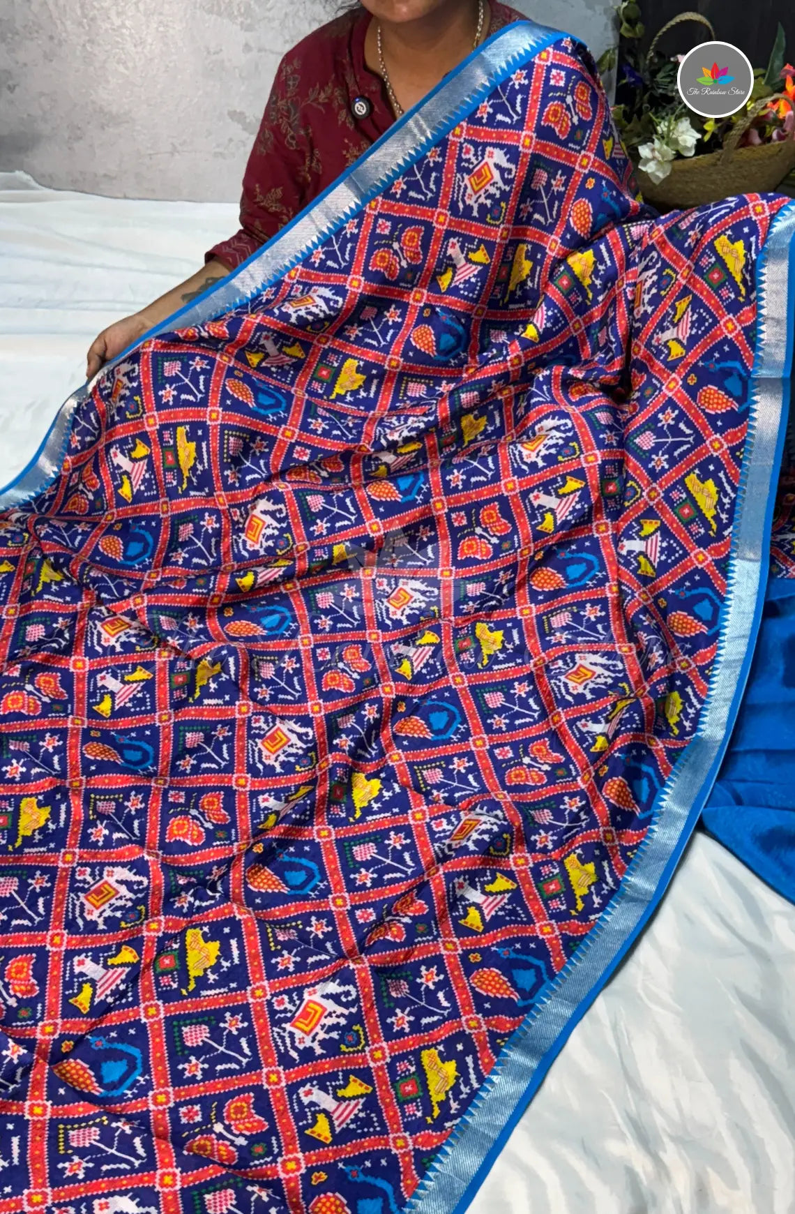 Premium Mangalagiri Pattu with Small Border - Royal Blue