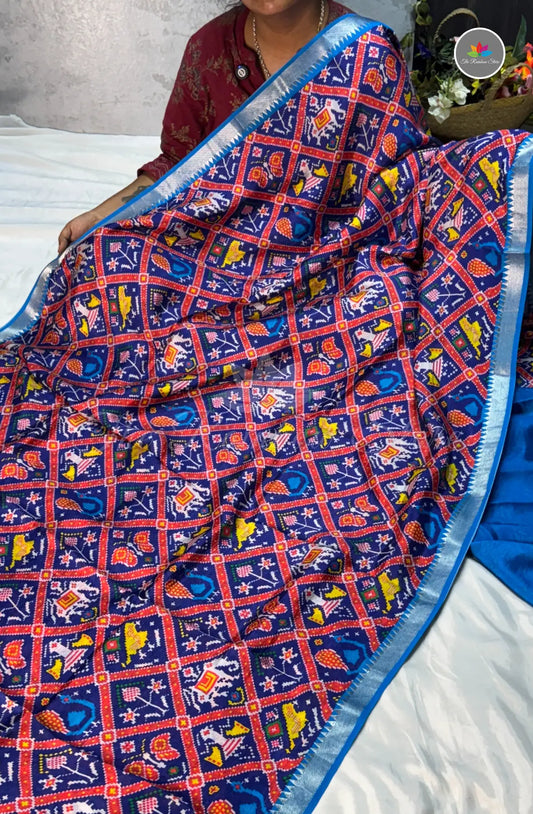 Premium Mangalagiri Pattu with Small Border - Royal Blue