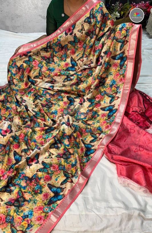 Premium Mangalagiri Pattu with Small Border - Sandal