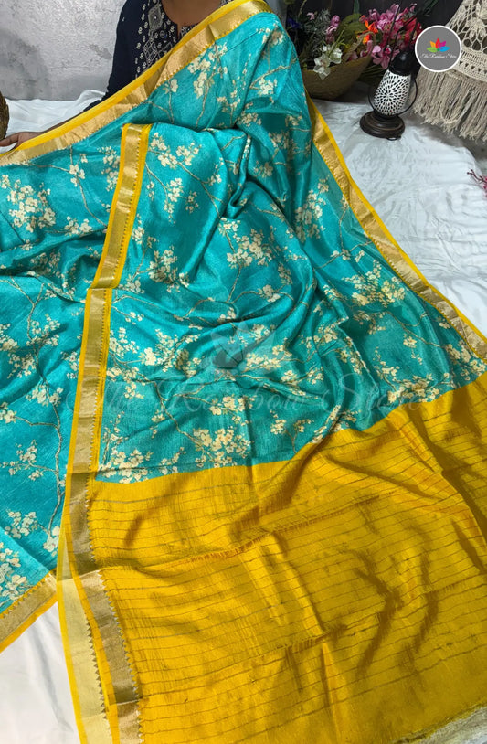 Premium Mangalagiri Pattu with Small Border - Sky Blue