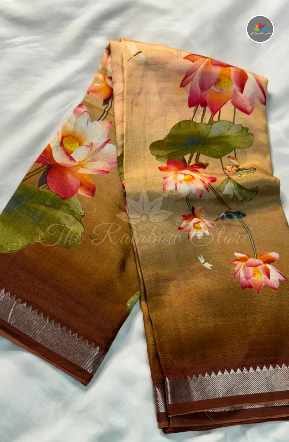 Premium Mangalagiri Pattu with Small Border - Brown