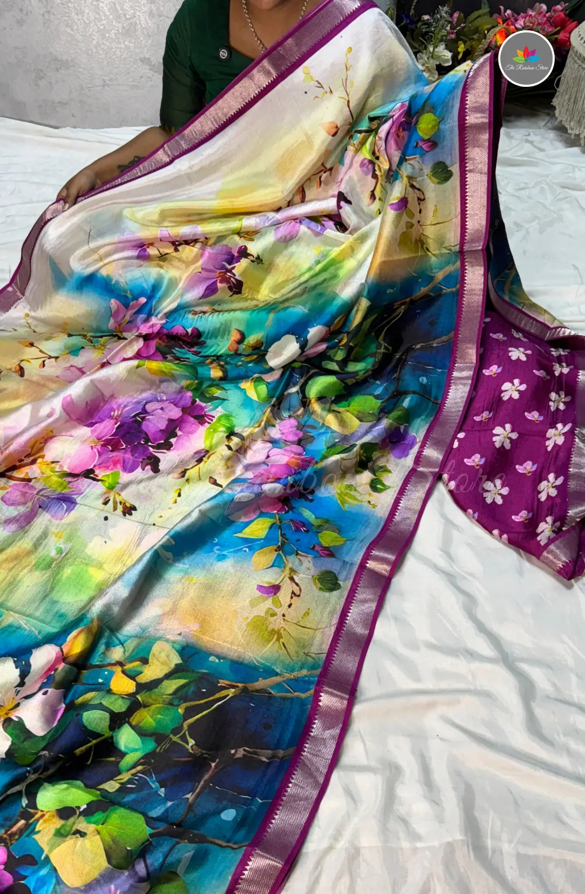 Premium Mangalagiri Pattu with Small Border - Violet