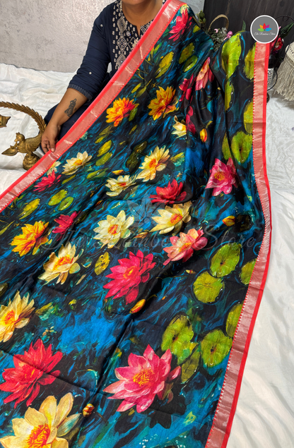 Premium Mangalagiri Pattu with Small Border - Blue