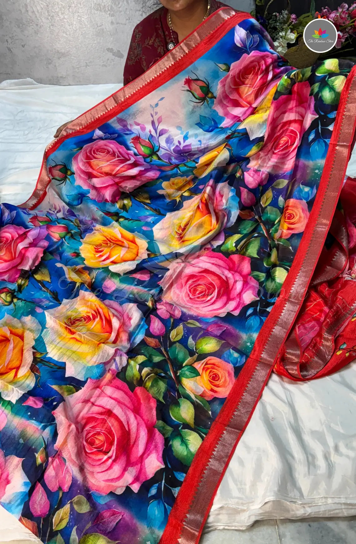 Premium Mangalagiri Pattu with Small Border - Rosy Blue