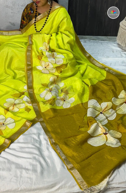 Premium Mangalagiri Pattu With Small Border - Green