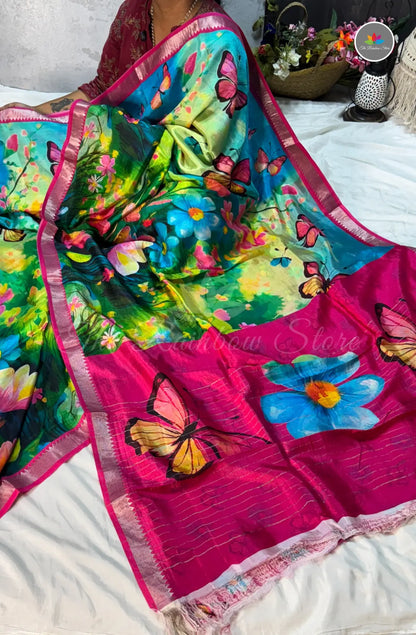 Premium Mangalagiri Pattu with Small Border - Multi Color