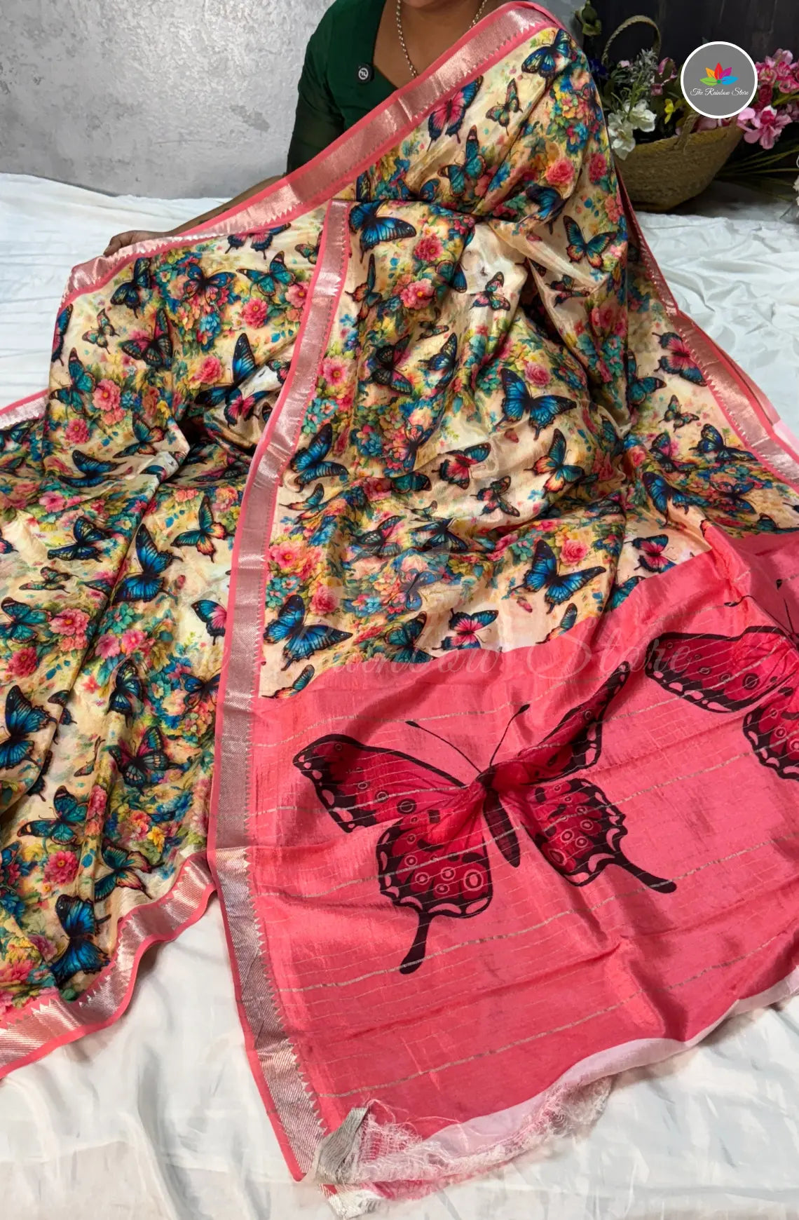 Premium Mangalagiri Pattu with Small Border - Sandal