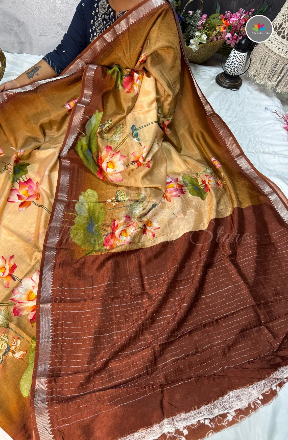 Premium Mangalagiri Pattu with Small Border - Brown
