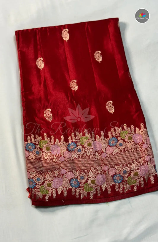 Premium Mango Pattu Saree - Deep Red