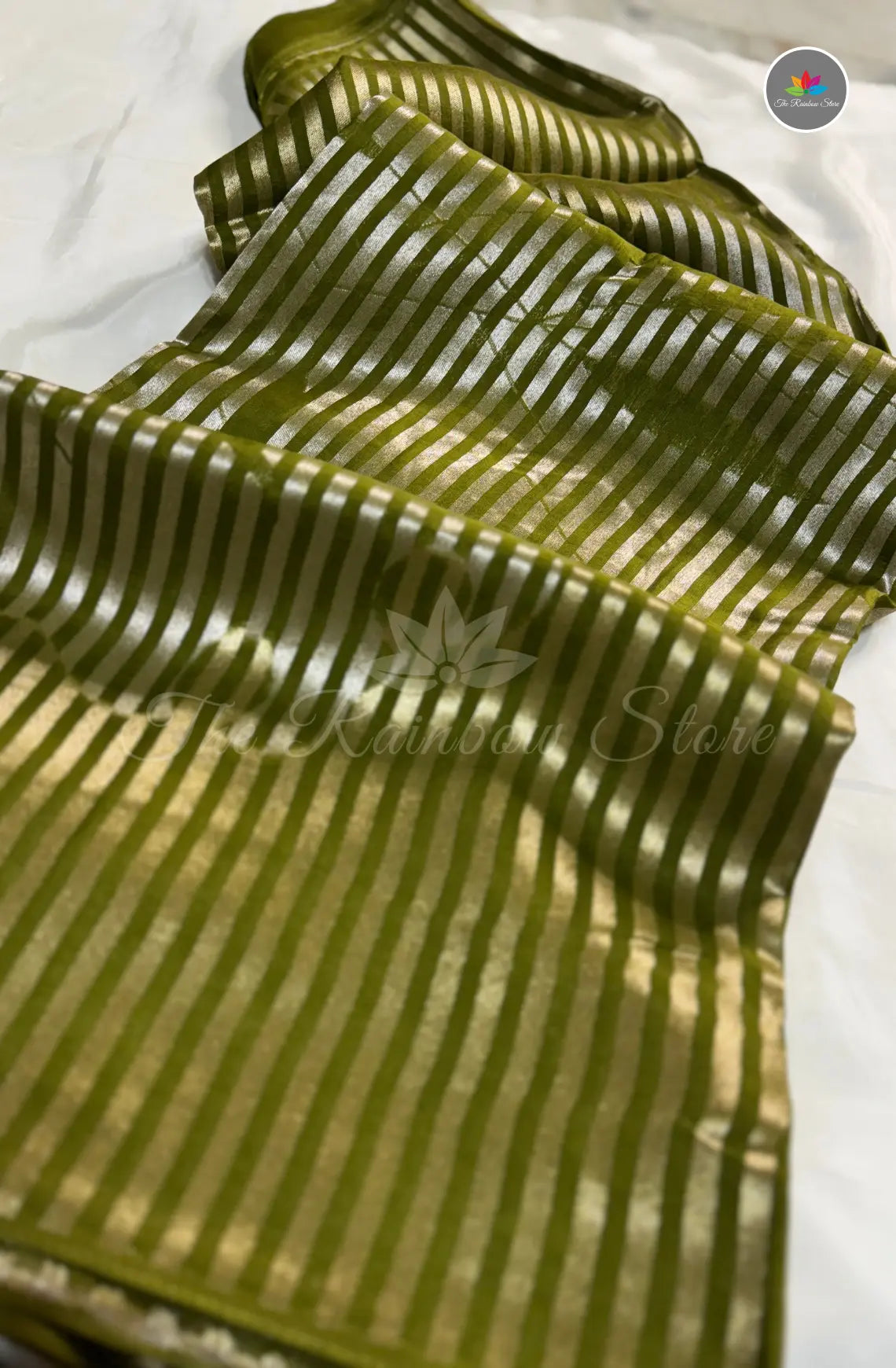 Mango Zari Silk Pattu Saree - Olive Green