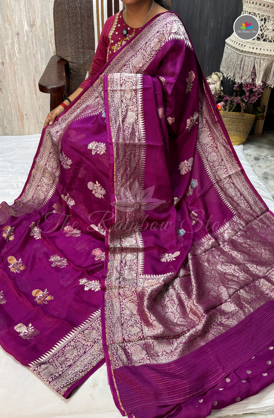 Manipur Kota Saree - Magenta