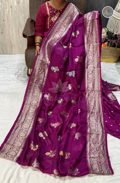Manipur Kota Saree - Magenta