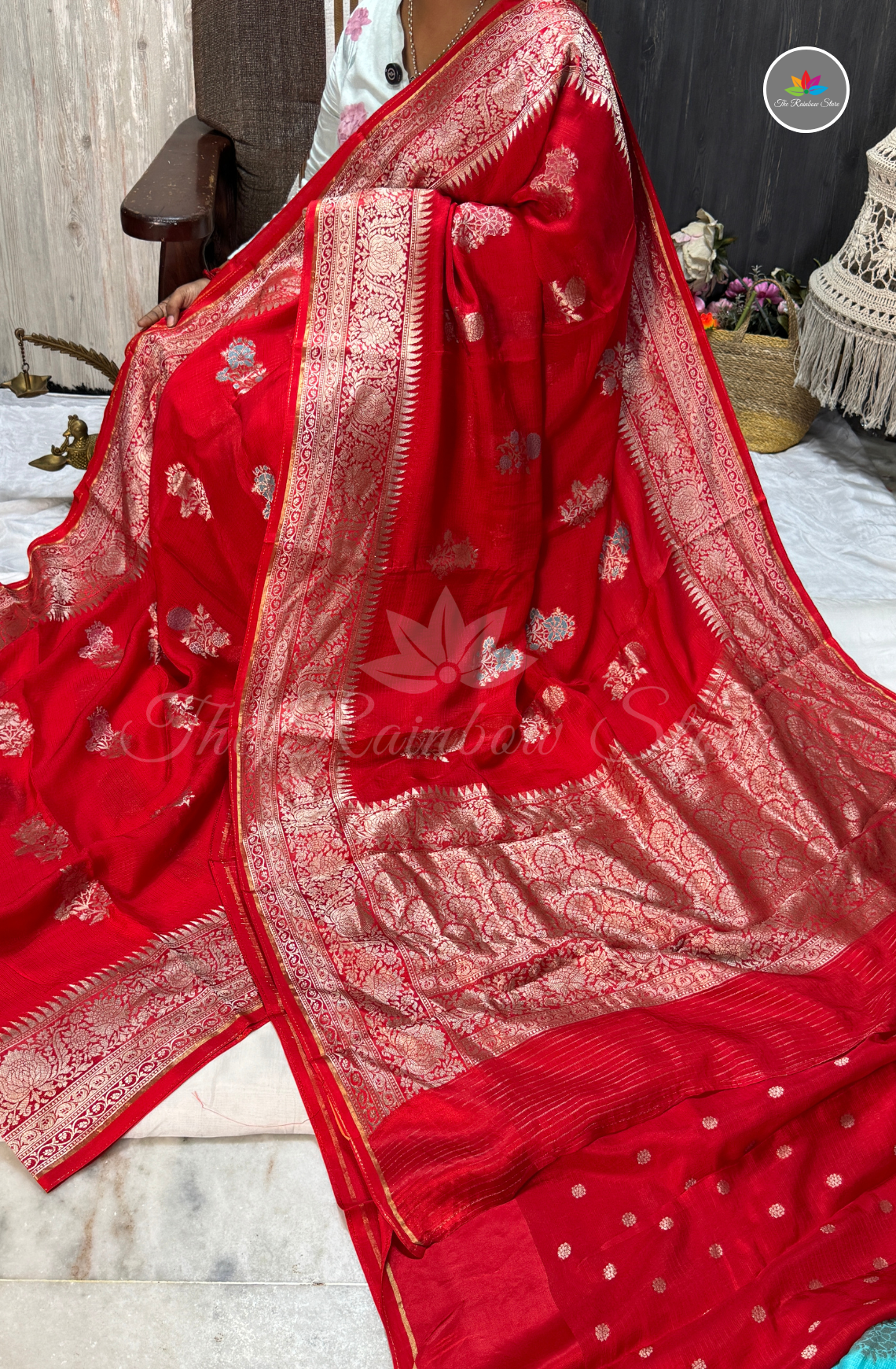 Manipur Kota Silk Saree - Red