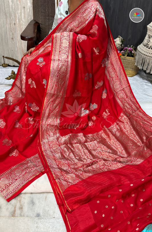 Manipur Kota Silk Saree - Red