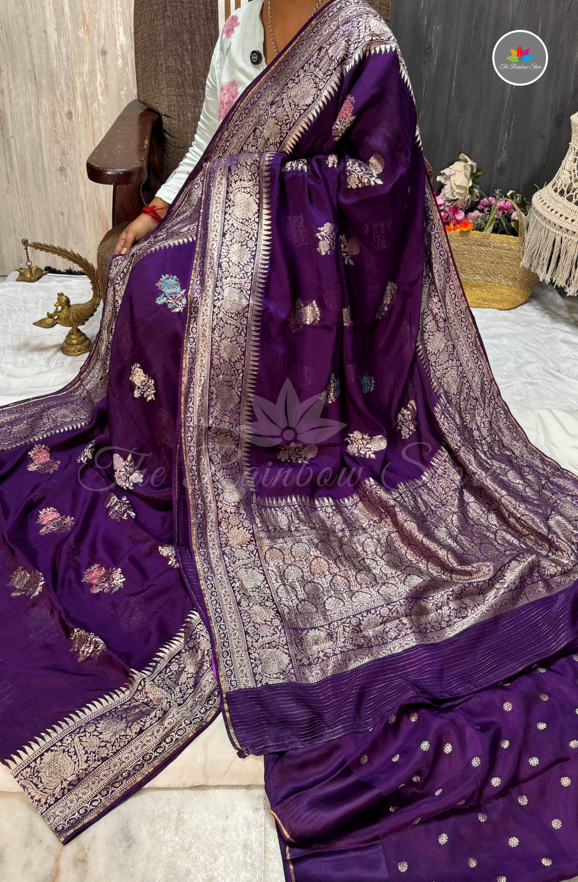 Manipur Kota Silk Saree - Royal Purple