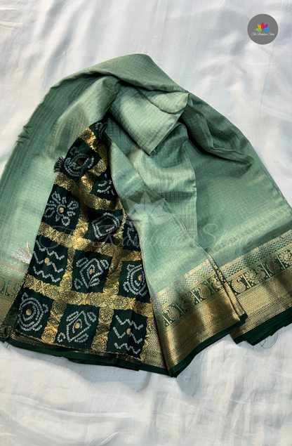 Crepe Silk  Saree - Mint Green