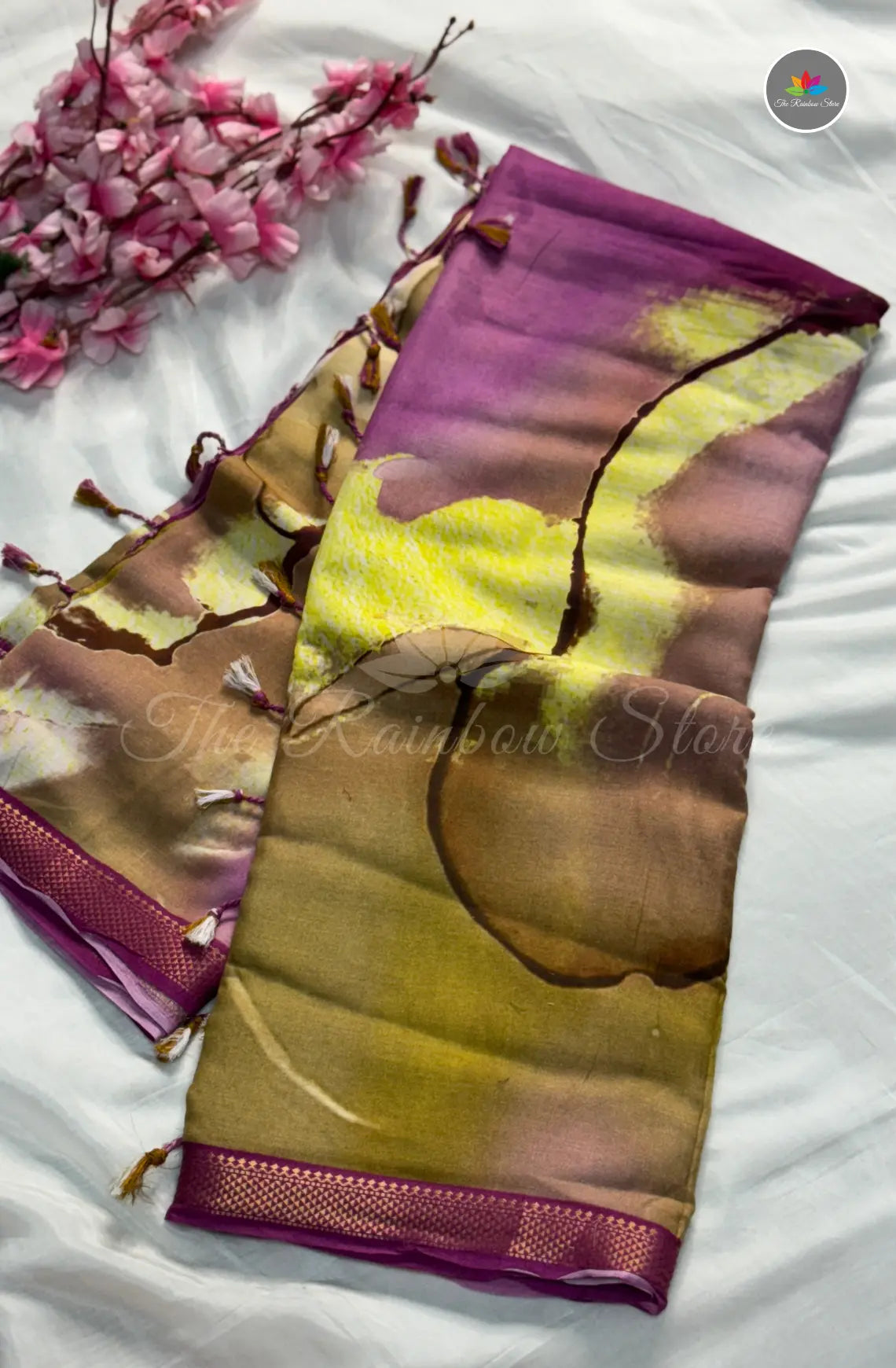 Mulbar Soft Silk Saree with Digital Prints - Leaf Green