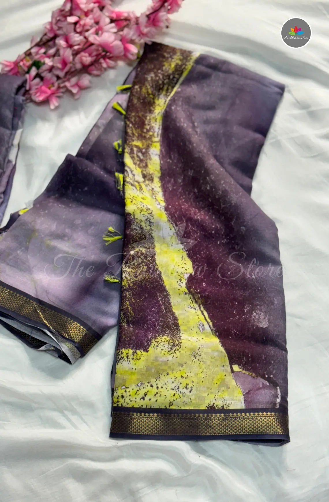 Mulbar Soft Silk Saree with Digital Prints - Velvet