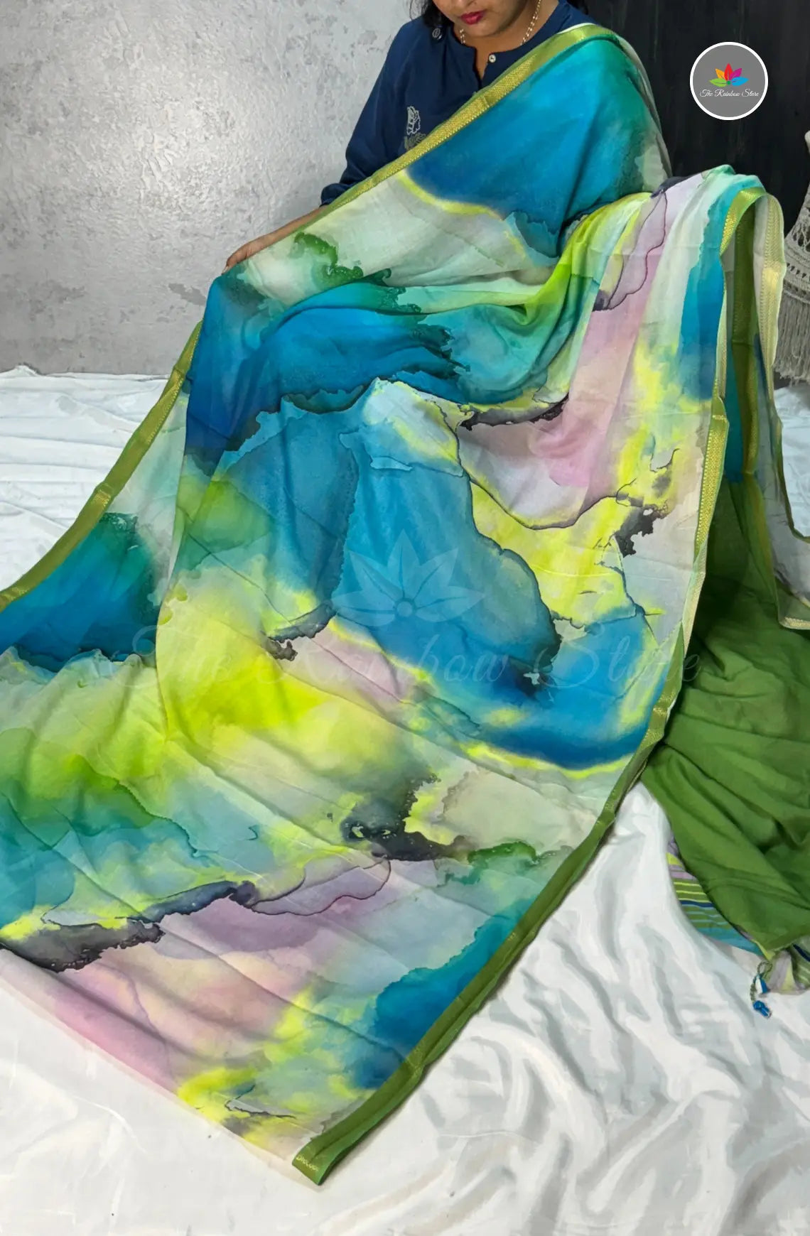 Mulbar Soft Silk Saree with Digital  Prints - Blue