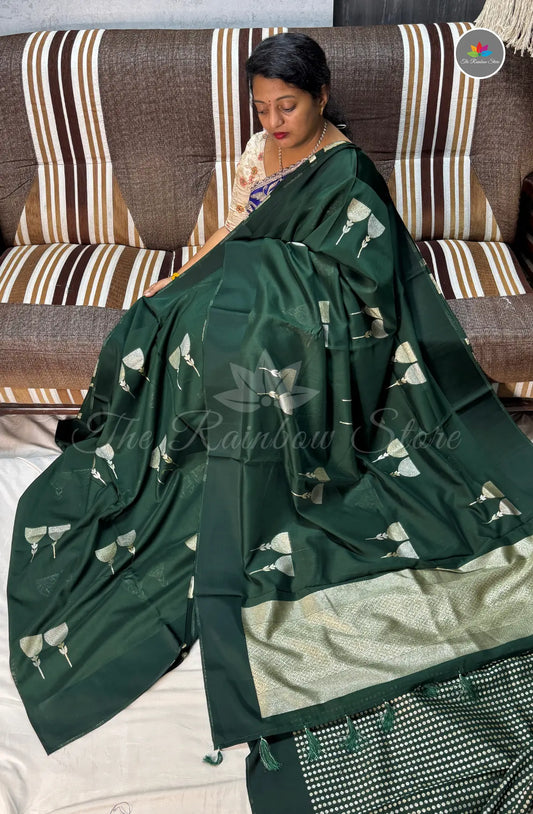 Elegant Mushru Silk - Dark Green
