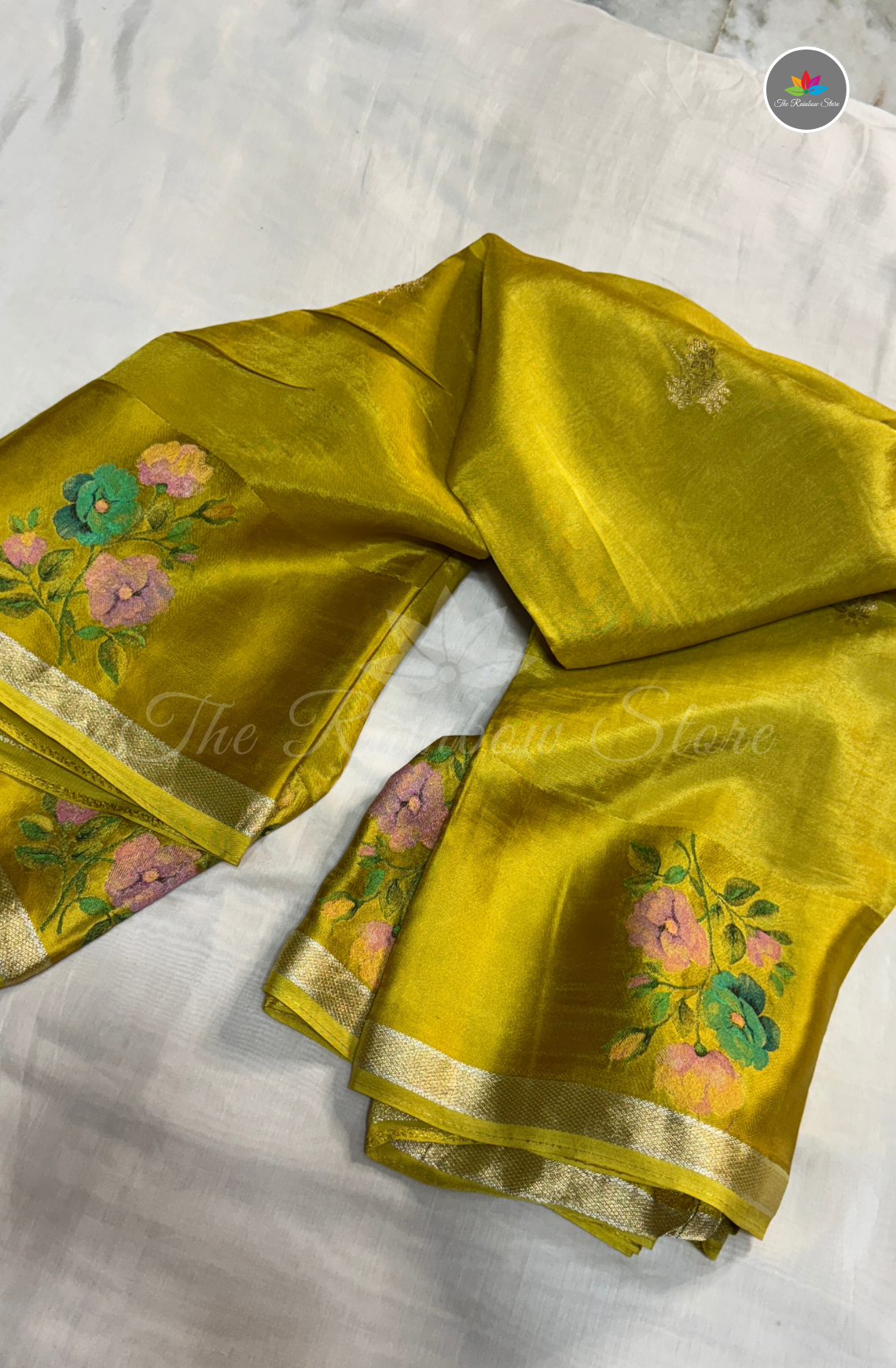 Organza Silk Saree - Mustard Yellow