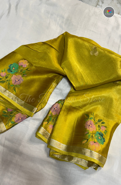 Organza Silk Saree - Mustard Yellow