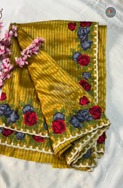 Tissue Saree - Mustard Yellow