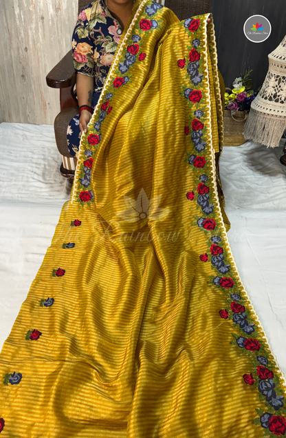 Tissue Saree - Mustard Yellow