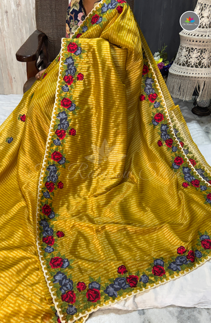 Tissue Saree - Mustard Yellow