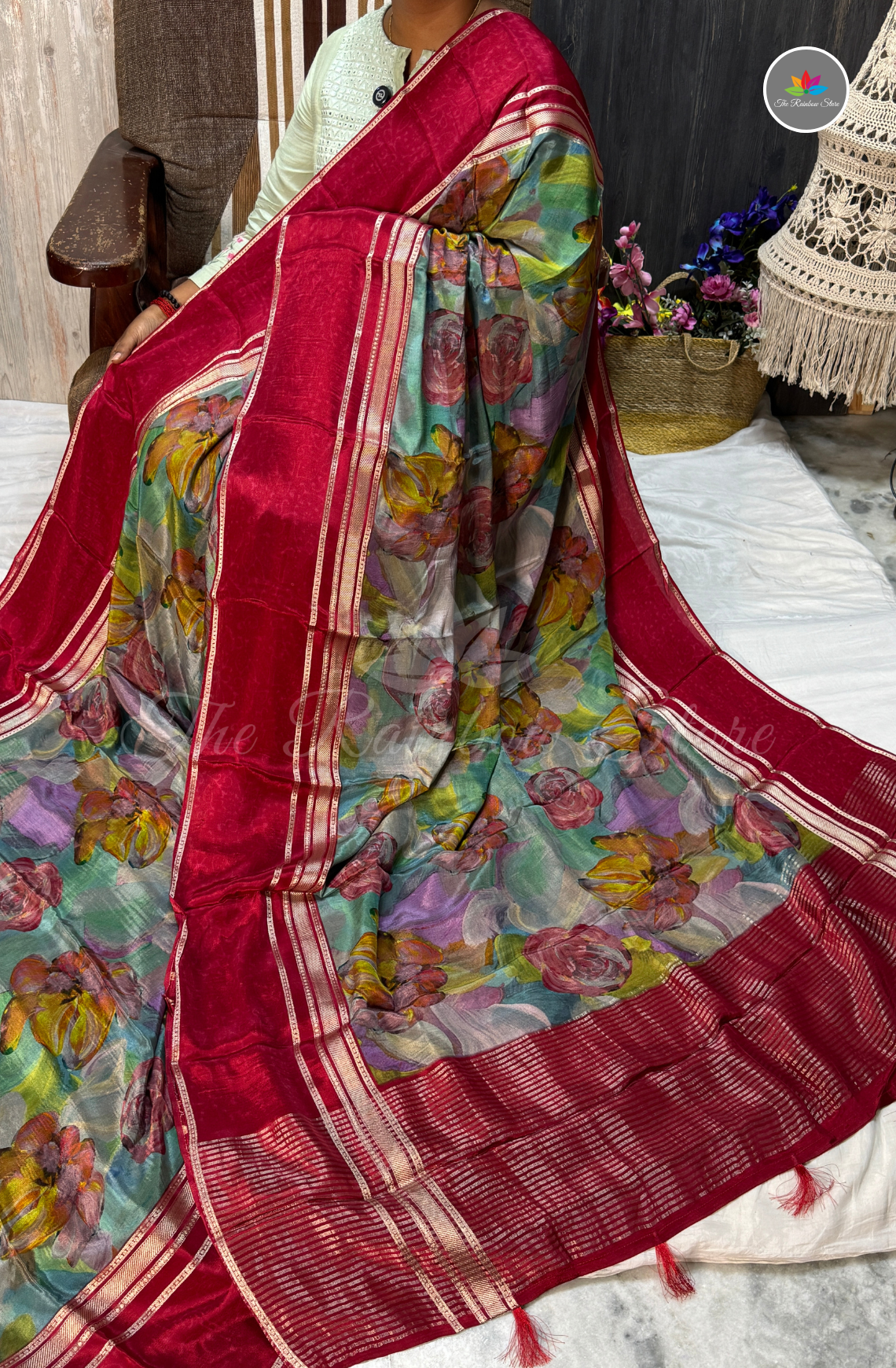 Mysore Crepe Saree - Rani Pink