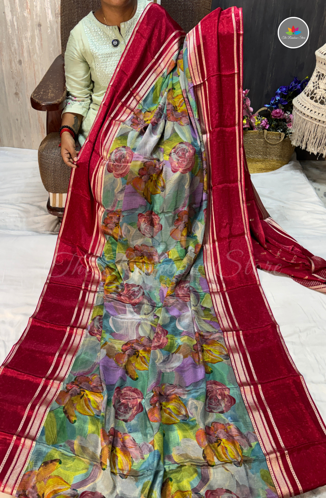 Mysore Crepe Saree - Rani Pink